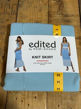 edited by REMI BADER Light Blue Knit Midi Skirt